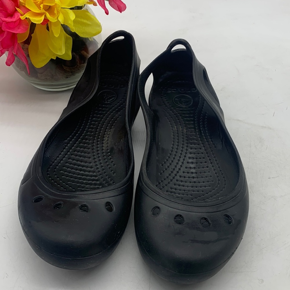 CROCS Black Ballet Flat Sandal Size 10 CR4965